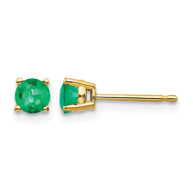 14k Emerald Post Earrings, 4 x 4mm