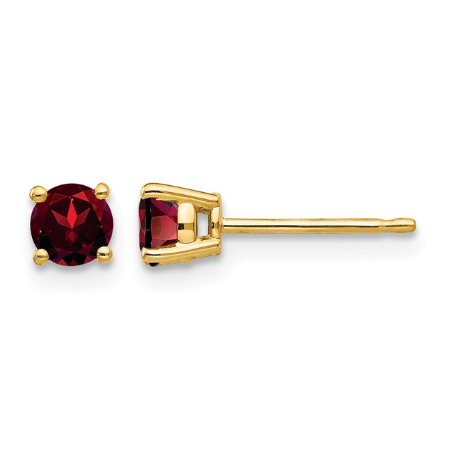 14k Garnet Earrings, 4 x 4mm