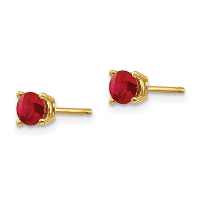 14K Ruby Post Earrings, 4 x 4mm