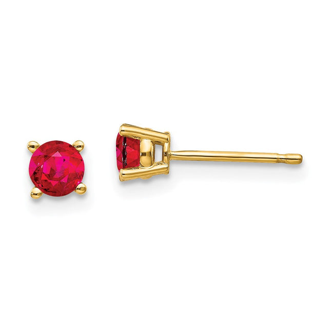 14k Ruby Post Earrings, 4 x 4mm