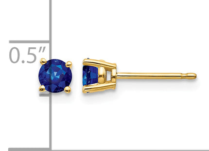 14k Sapphire Post Earrings, 4 x 4mm