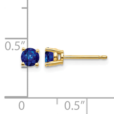 14K Sapphire Post Earrings, 4 x 4mm