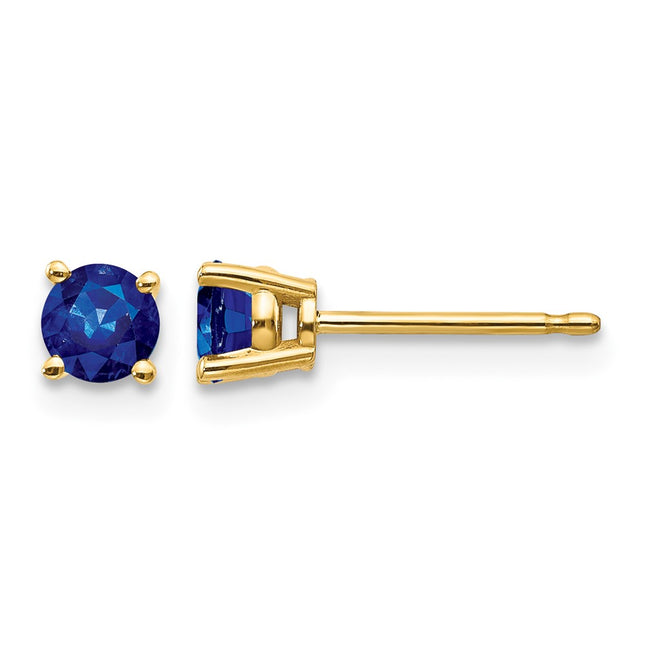 14k Sapphire Post Earrings, 4 x 4mm