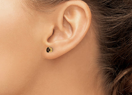 14k Round Smoky Quartz Earrings, 4 x 4mm