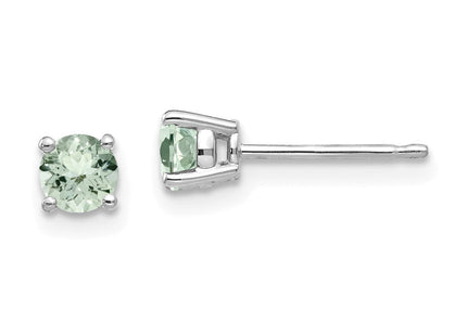 14kw Round Green Quartz Earrings (Style XE71WAG)