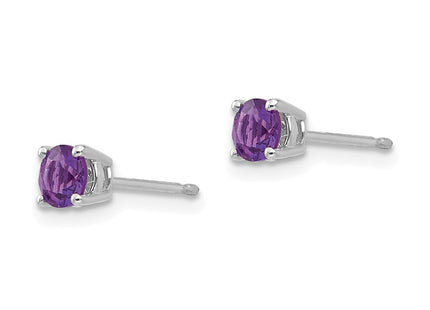 14K white gold amethyst earrings, alternate view