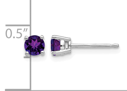 14k White Gold Amethyst Earrings, 4 x 4mm
