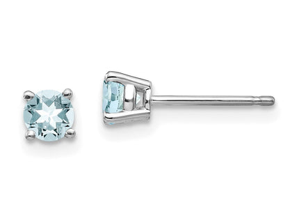 14k White Gold Aquamarine Post Earrings (Style XE71WAQ-B)