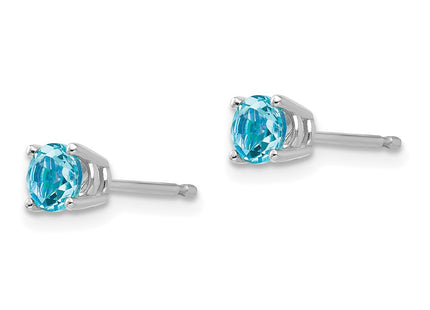 14K white gold blue topaz earrings, alternate view