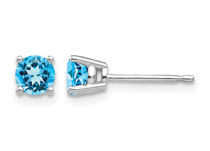 14K white gold blue topaz earrings