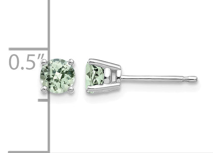 14kw Round Checker-Cut Green Quartz Earrings, 5 x 5mm