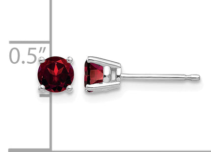 14k White Gold Garnet Earrings, 4 x 4mm