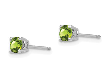14K white gold peridot earrings, alternate view