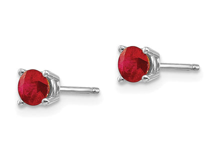14K white gold ruby earrings, alternate view
