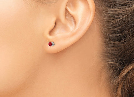 14K white gold ruby earrings, another view