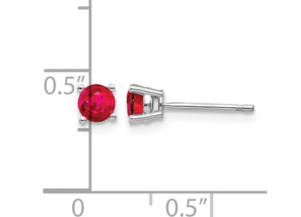 14K white gold ruby earrings, further view