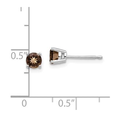 14kw Round Smoky Quartz Earring, 5 x 5mm