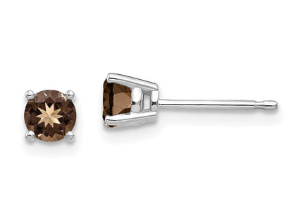 14kw Round Smoky Quartz Earring (Style XE71WSQ)