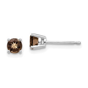 14kw Round Smoky Quartz Earring (Style XE71WSQ)
