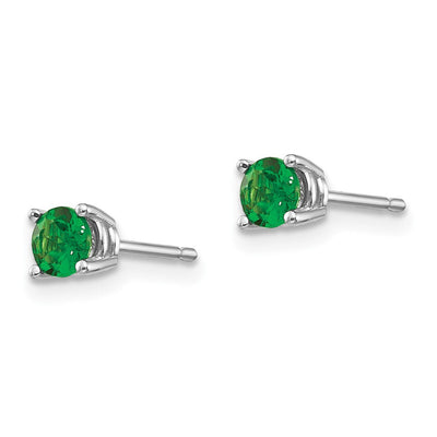 14K White Gold Tsavorite Earrings, 4 x 4mm