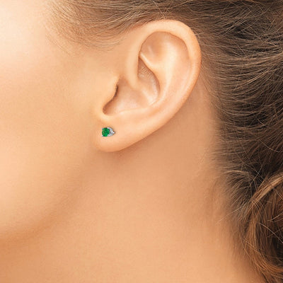 14K White Gold Tsavorite Earrings, 4 x 4mm