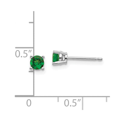 14K White Gold Tsavorite Earrings, 4 x 4mm