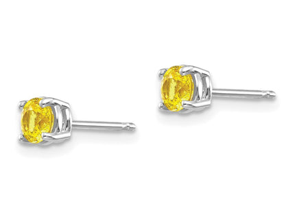 14K white gold sapphire earrings, alternate view