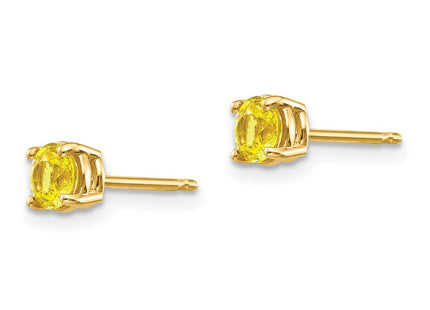 14K yellow gold sapphire earrings, alternate view