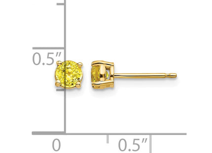 14K yellow gold sapphire earrings, further view