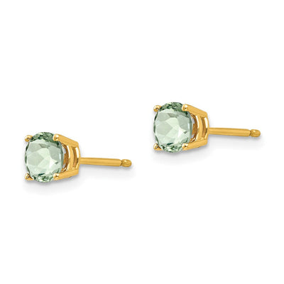 14K Round Green Quartz Earrings, 6 x 6mm