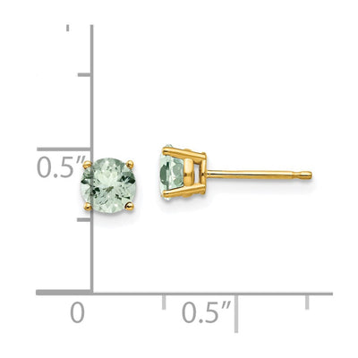 14K Round Green Quartz Earrings, 6 x 6mm