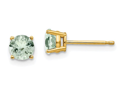 14k Round Green Quartz Earrings (Style XE72AG)