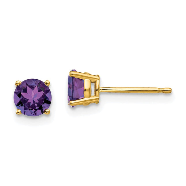 14k Amethyst Post Earrings, 8.4 x 6mm