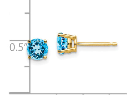 14K gold blue topaz earrings, further view