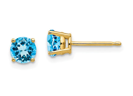 14K gold blue topaz earrings
