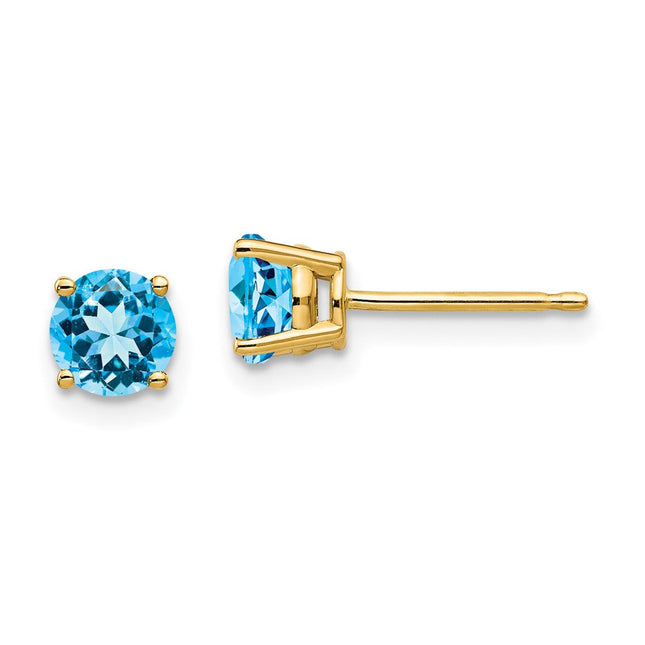 14k Blue Topaz Earrings, 6 x 6mm