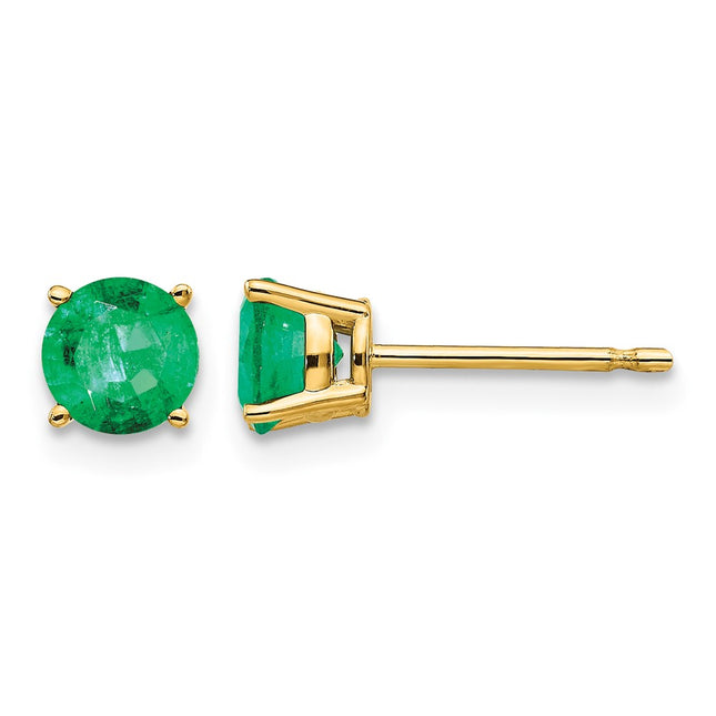 14k Emerald Post Earrings, 5 x 5mm