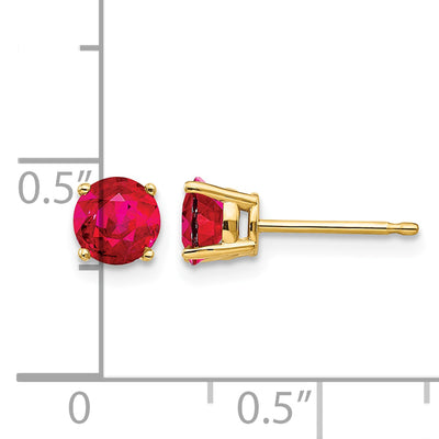 14K Ruby Post Earrings, 5 x 5mm