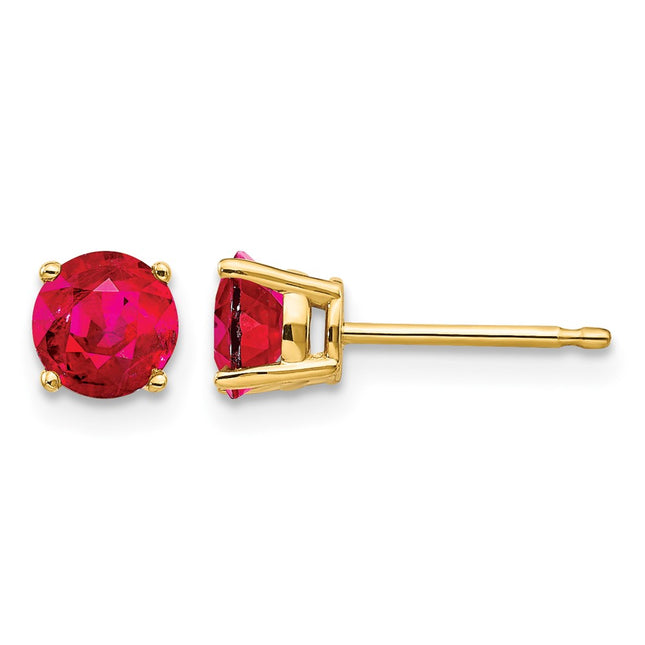 14k Ruby Post Earrings, 5 x 5mm