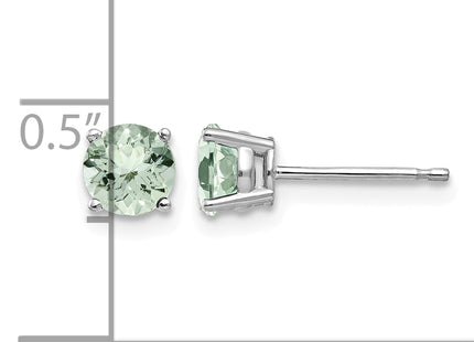 14kw Round Green Quartz Earrings, 6 x 6mm