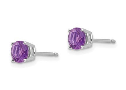 14K white gold amethyst earrings, alternate view