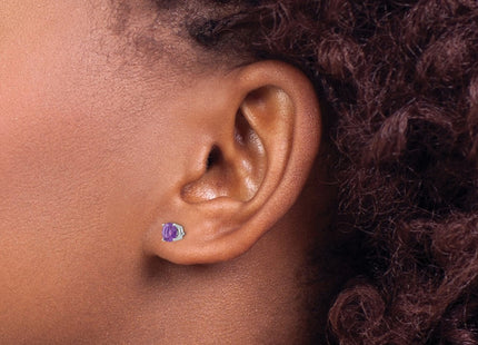14K white gold amethyst earrings, another view