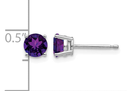 14k White Gold Amethyst Earrings, 5 x 5mm