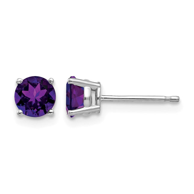 14k White Gold Amethyst Earrings, 5 x 5mm