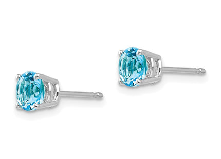 14K white gold blue topaz earrings, alternate view