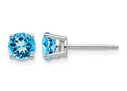 14K white gold blue topaz earrings