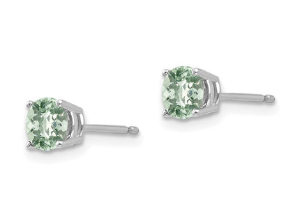 14kw Round Checker-Cut Green Quartz Earrings (Style XE72WCG)