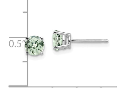 14kw Round Checker-Cut Green Quartz Earrings (Style XE72WCG)