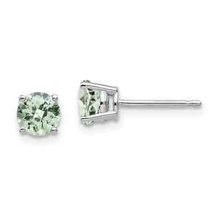 14kw Round Checker-Cut Green Quartz Earrings (Style XE72WCG)