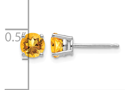 14k White Gold Citrine Earrings, 5 x 5mm